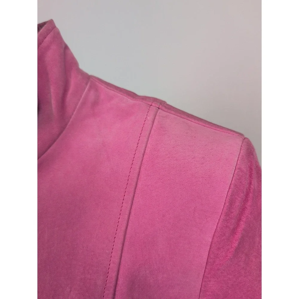 Anne Klein Vintage Brushed Leather Jacket Pink Size 12 100%‎ Leather NWT